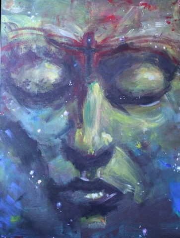 Sternentänzer gesicht portrait malerei space nebula weltall sterne
